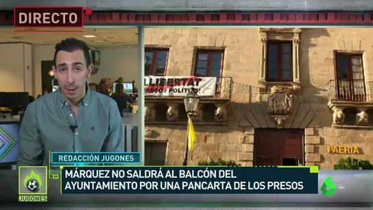 Márquez no celebrará su título en el ayuntamiento por una pancarte independentista Márquez no celebrará su título en el ayuntamiento por una pancarte independentista
