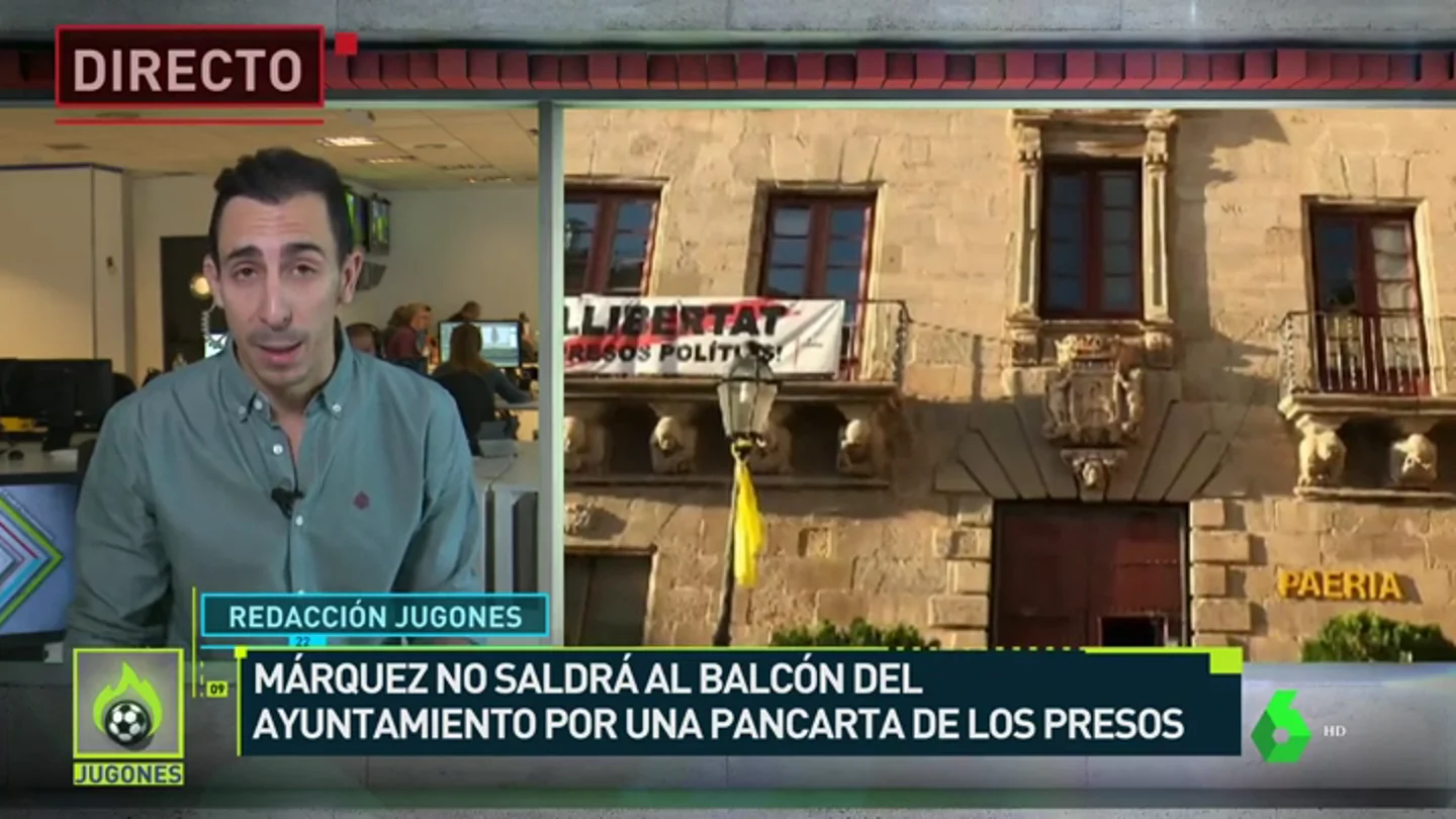 Márquez no celebrará su título en el ayuntamiento por una pancarte independentista Márquez no celebrará su título en el ayuntamiento por una pancarte independentista