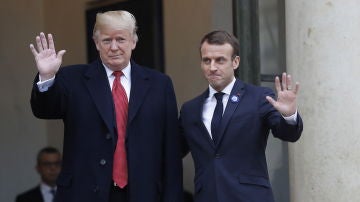 Donald Trump y Macron antes de su reunión en el Elíseo