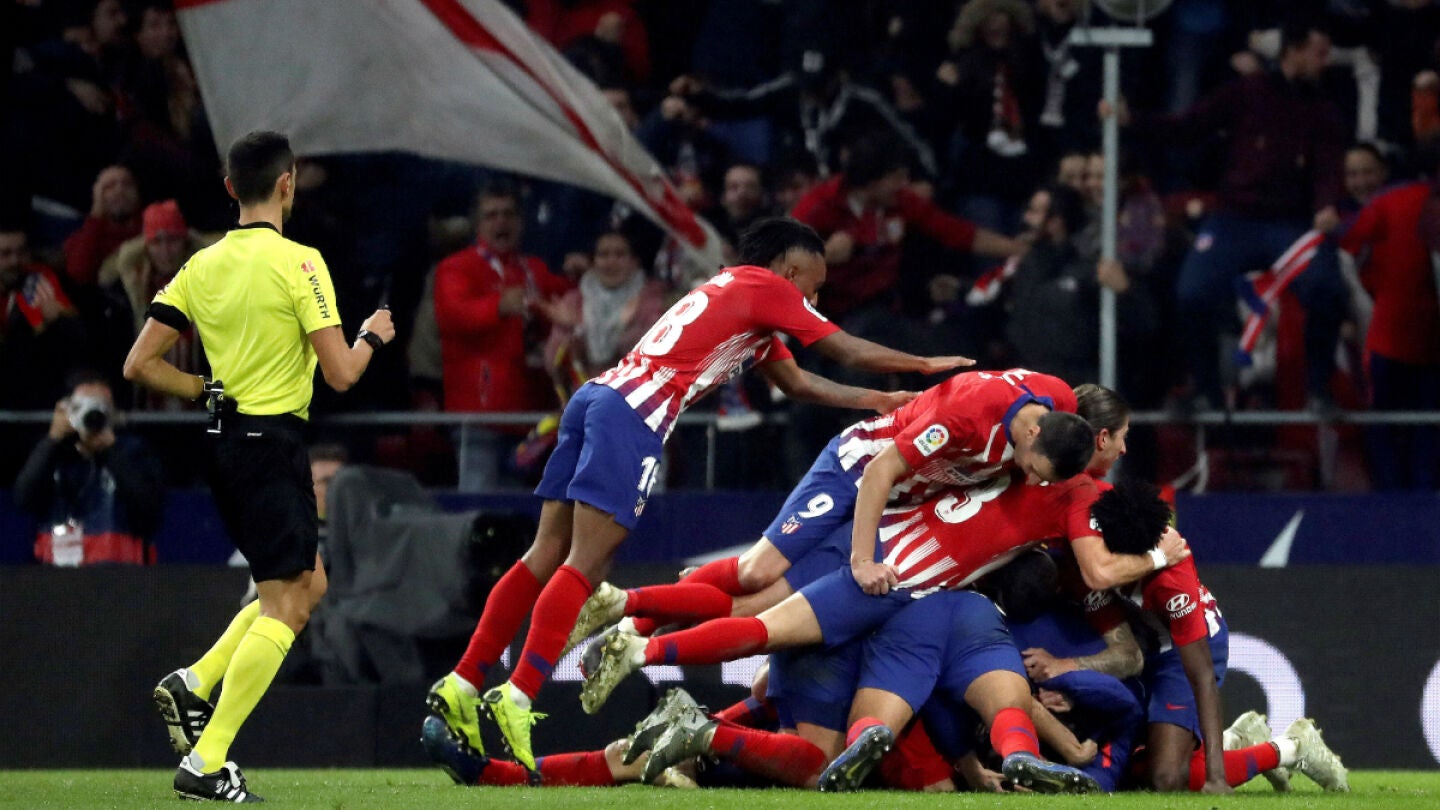El Atl&eacute;tico celebra un gol