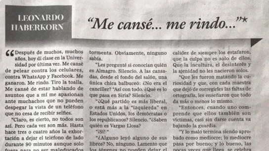 Imagen de la carta de renuncia de un profesor universitario Imagen de la carta de renuncia de un profesor universitario