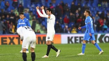 Dani Parejo celebra su gol en el Coliseum