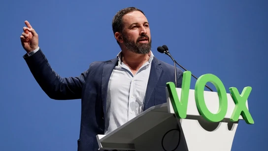 El líder de Vox, Santiago Abascal. Santiago Abascal en un acto de VOX en Sevilla