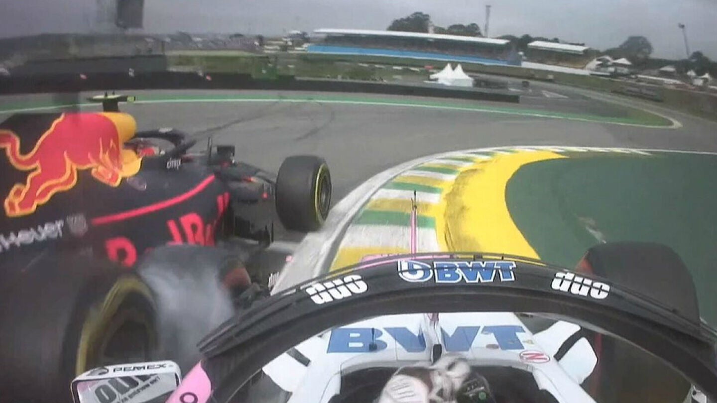 Toque entre Ocon y Verstappen
