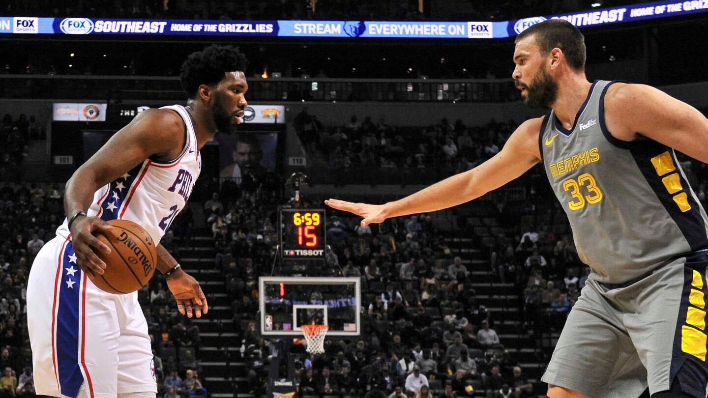 Marc Gasol, en acci&oacute;n ante los Sixers