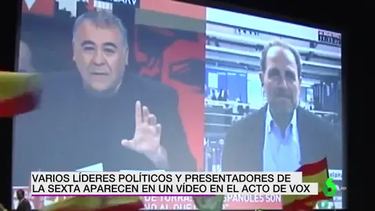Imágenes de laSexta mostradas en un acto de VOX Imágenes de laSexta mostradas en un acto de VOX
