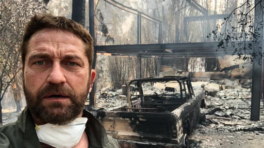 Gerard Butler muestra su casa calcinada Gerard Butler muestra su casa calcinada
