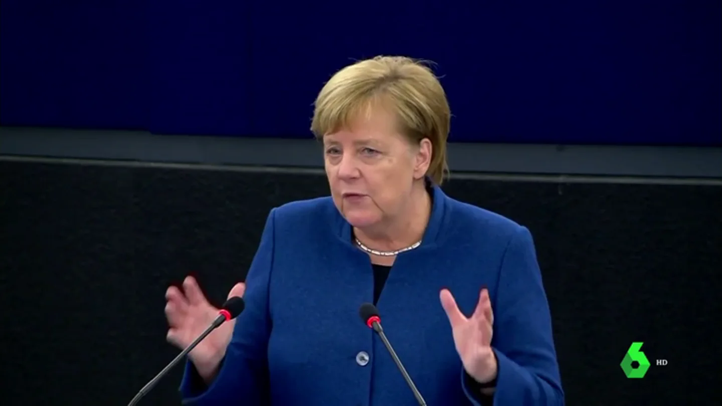 Contundente mensaje de Merkel en el Parlamento europeo Contundente mensaje de Merkel en el Parlamento europeo