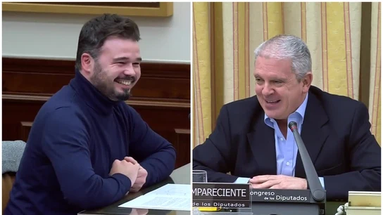 A la izquierda, Gabriel Rufián, diputado de ERC; a la derecha, Pablo Crespo, considerado 'número 2' de Gürtel A la izquierda, Gabriel Rufián, diputado de ERC; a la derecha, Pablo Crespo, considerado 'número 2' de Gürtel
