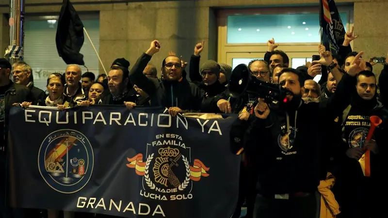 Un momento de la protesta convocada por la asociación Jusapol