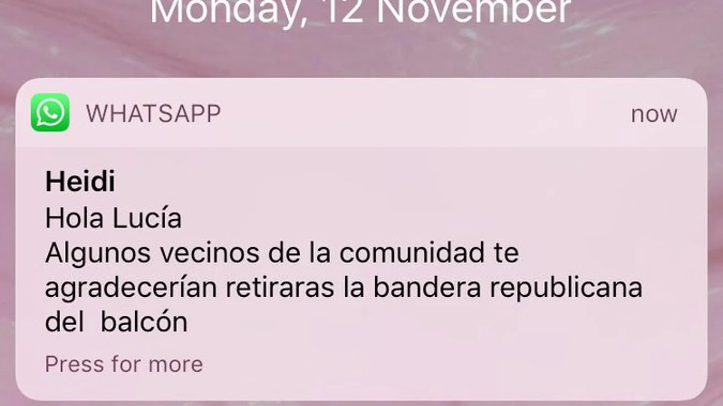 El mensaje de Whatsapp que recibió la joven El mensaje de Whatsapp que recibió la joven