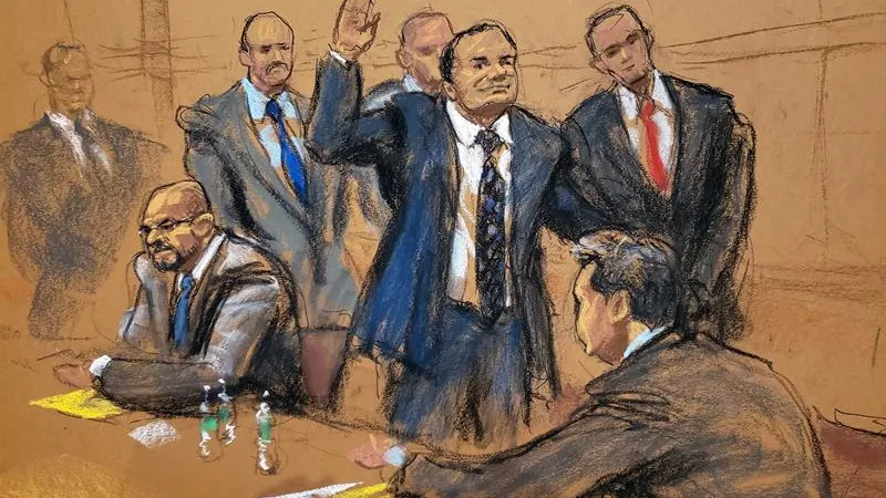 Reproducción fotográfica del juicio de 'El Chapo' Guzmán