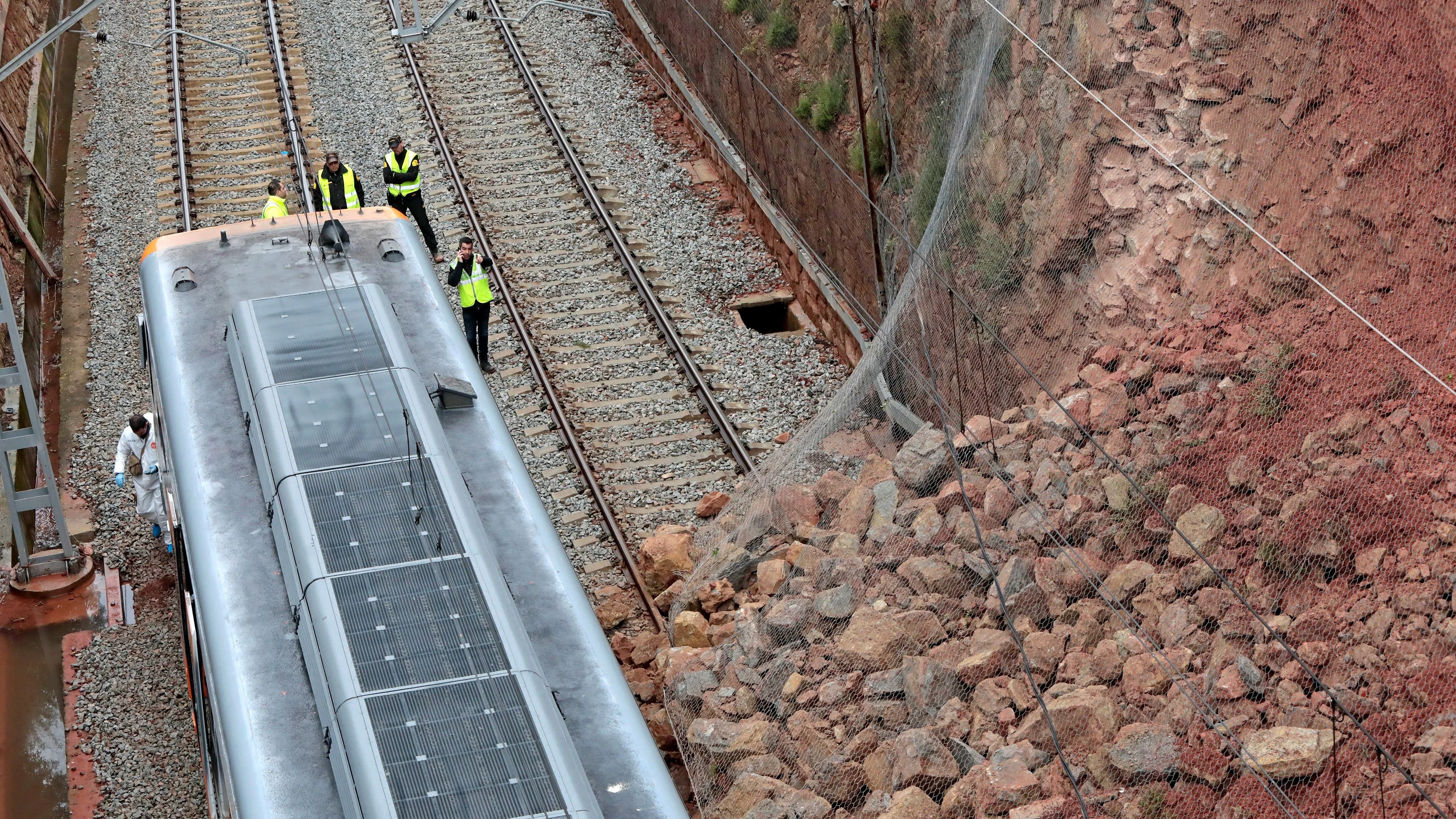 Imagen del tren descarrilado en Vacarisses, Barcelona