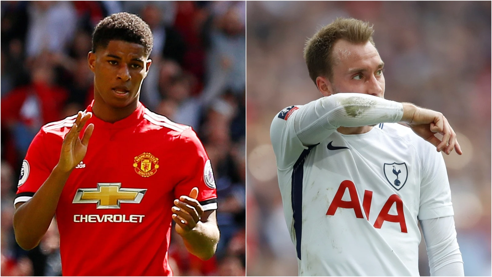 Marcus Rashford y Christian Eriksen