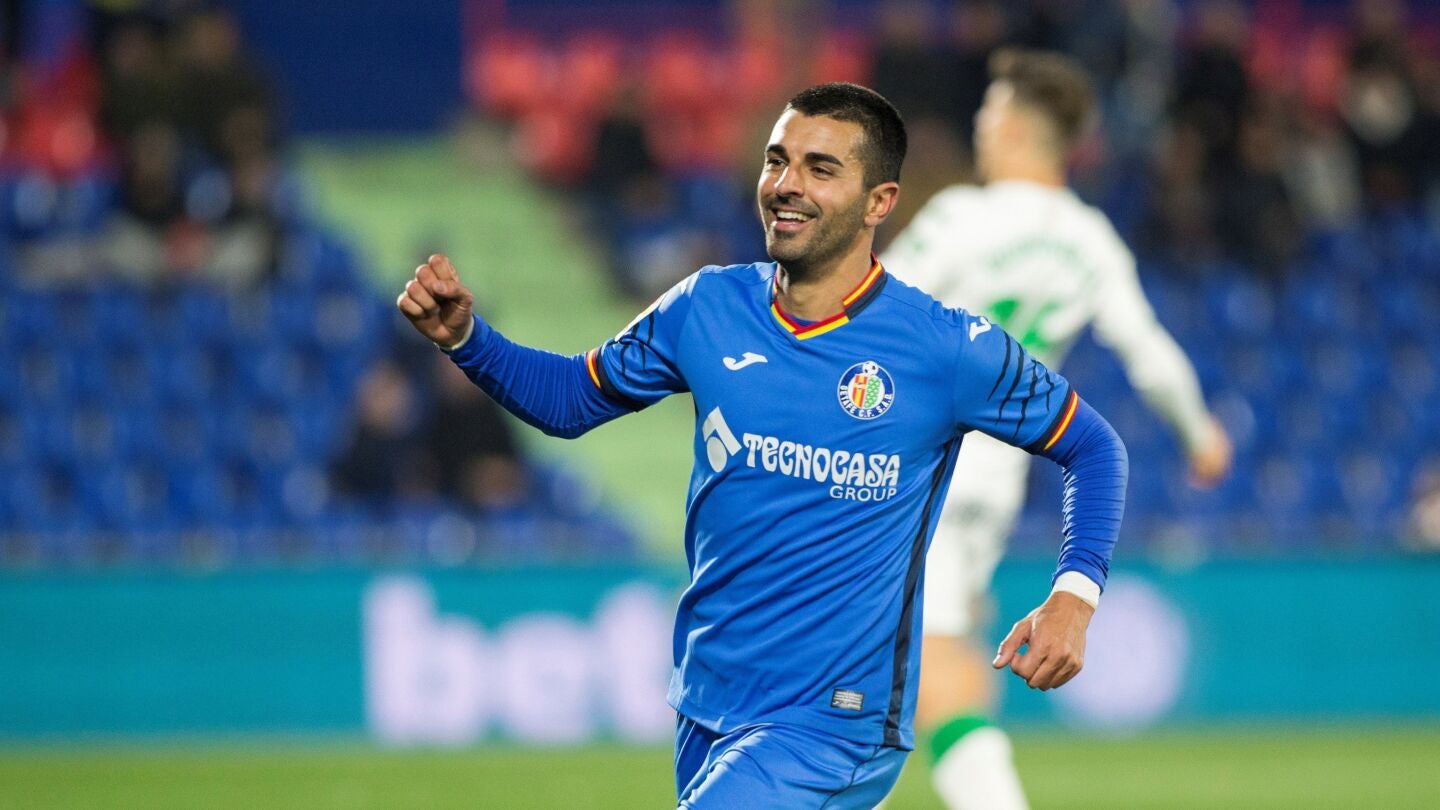 &Aacute;ngel celebra uno de sus goles con el Getafe