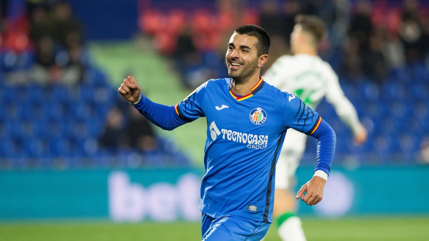 Ángel celebra uno de sus goles con el Getafe Ángel celebra uno de sus goles con el Getafe