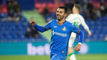 Ángel celebra uno de sus goles con el Getafe