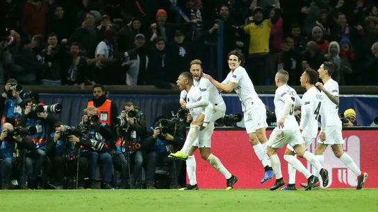 Los jugadores del PSG celebran un gol de Mbappé Los jugadores del PSG celebran un gol de Mbappé