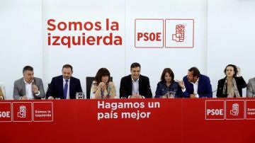 El líder del PSOE, Pedro Sánchez, durante una ejecutiva del partido