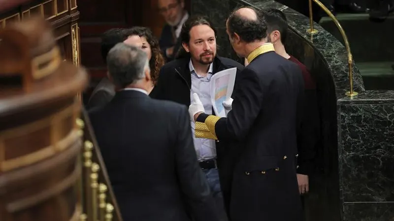 El líder de la formación morada Podemos, Pablo Iglesias