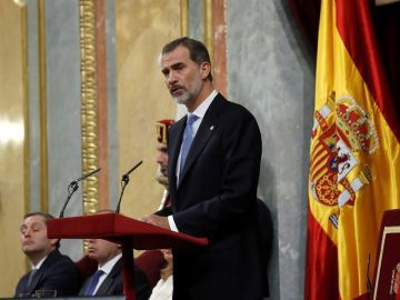 El rey Felipe VI durante su intervención en el Congreso en el 40 aniversario de la Constitución El rey Felipe VI durante su intervención en el Congreso en el 40 aniversario de la Constitución