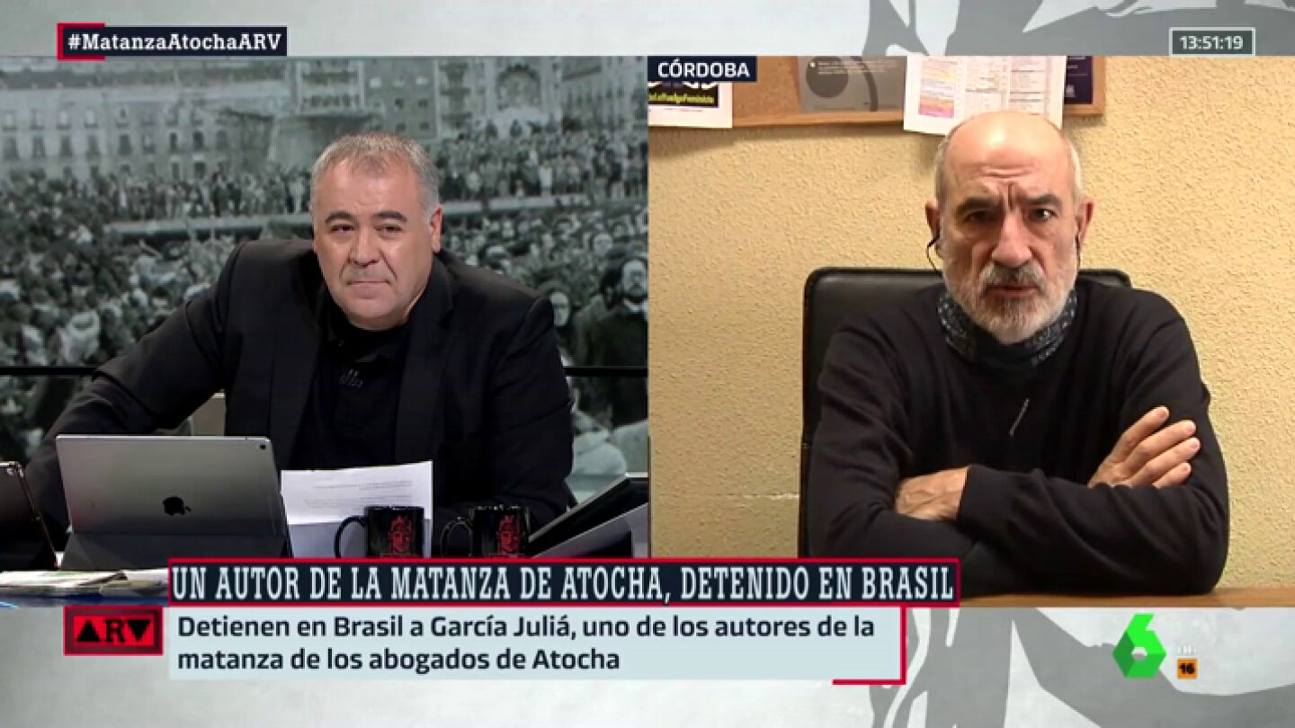 Alejandro Ruiz-Huerta, superviviente de la matanza de Atocha, cuenta c&oacute;mo reaccion&oacute; tras conocer la detenci&oacute;n de Garc&iacute;a Juli&aacute;