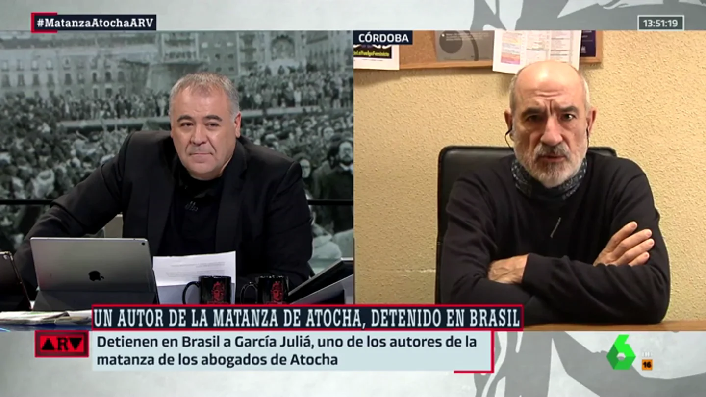 Alejandro Ruiz-Huerta, superviviente de la matanza de Atocha, cuenta cómo reaccionó tras conocer la detención de García Juliá Alejandro Ruiz-Huerta, superviviente de la matanza de Atocha, cuenta cómo reaccionó tras conocer la detención de García Juliá