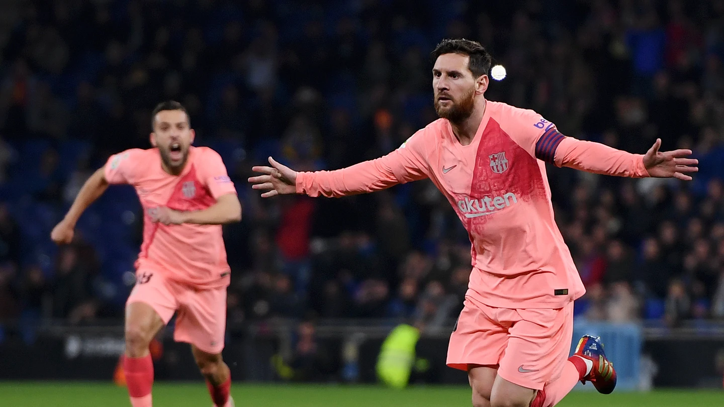 Leo Messi celebra su gol con el Barcelona Leo Messi celebra su gol con el Barcelona