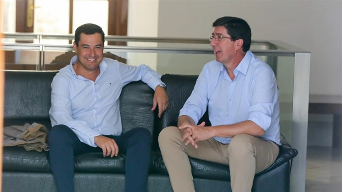 Juanma Moreno y Juan Marín en una imagen de archivo Juanma Moreno y Juan Marín en una imagen de archivo