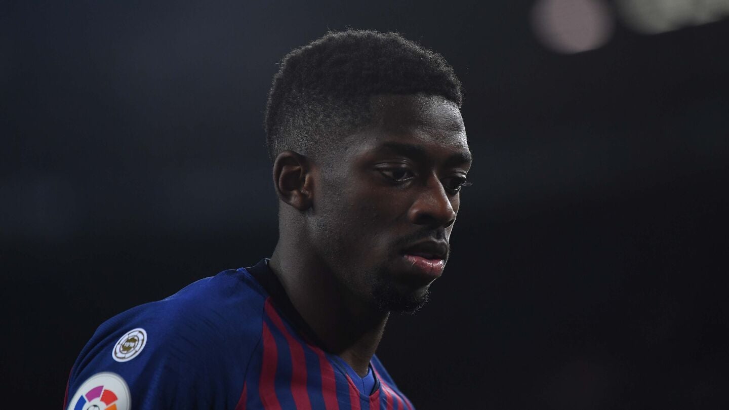 Dembel&eacute;, durante un partido con el Bar&ccedil;a