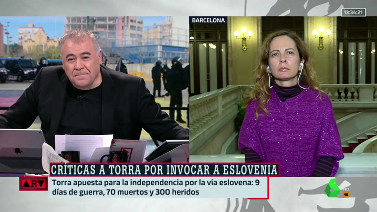Neús Tomás, tras las declaraciones de Torra sobre la vía eslovena: "Sus colaboradores quieren que diga que no va a alentar ningún movimiento violento" Neús Tomás, tras las declaraciones de Torra sobre la vía eslovena: "Sus colaboradores quieren que diga que no va a alentar ningún movimiento violento"