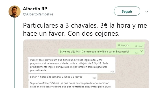 La oferta de trabajo que recibió el joven La oferta de trabajo que recibió el joven