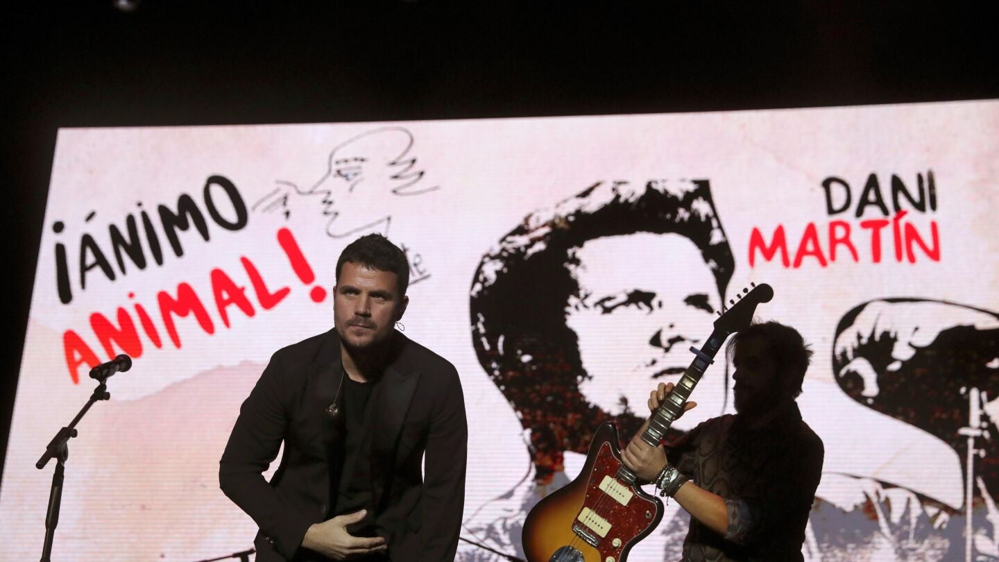 El cantante Dani Mart&iacute;n durante su actuaci&oacute;n en el concierto
