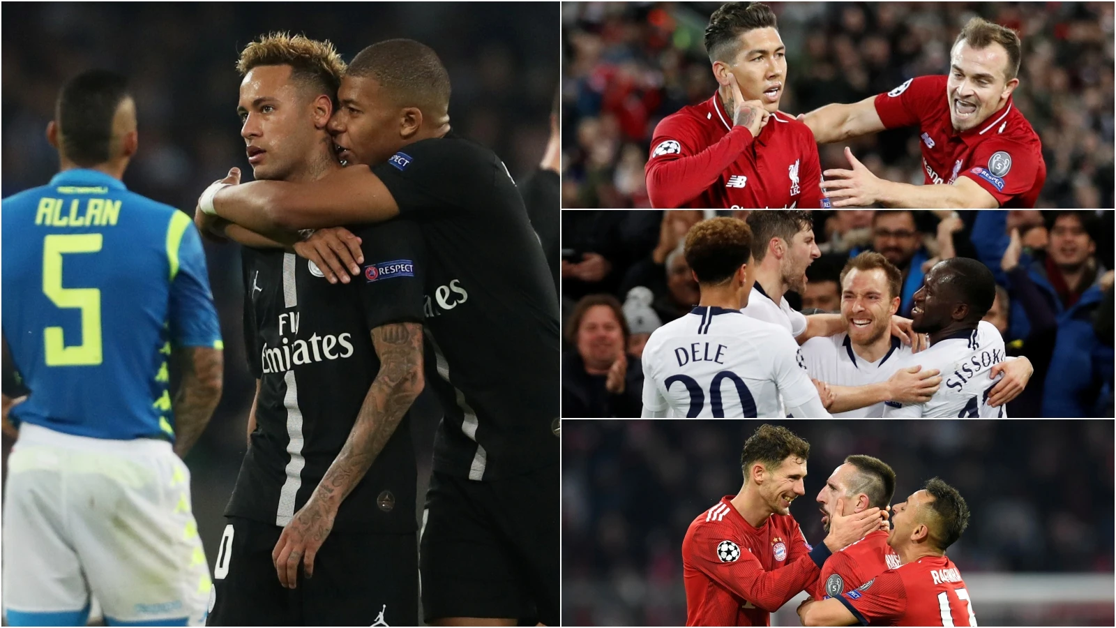 PSG, Liverpool, Tottenham y Bayern celebran goles en la Champions