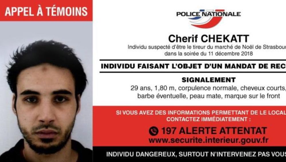 Cherif Chekatt, sospechoso del tiroteo de Estrasburgo