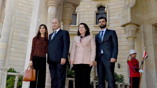 El presidente de Irak, Barham Saleh, y la nobel de la Paz Nadia Murad