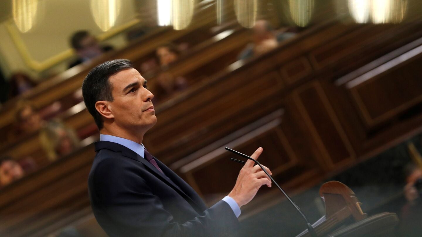El presidente del Gobierno, Pedro S&aacute;nchez, durante su intervenci&oacute;n