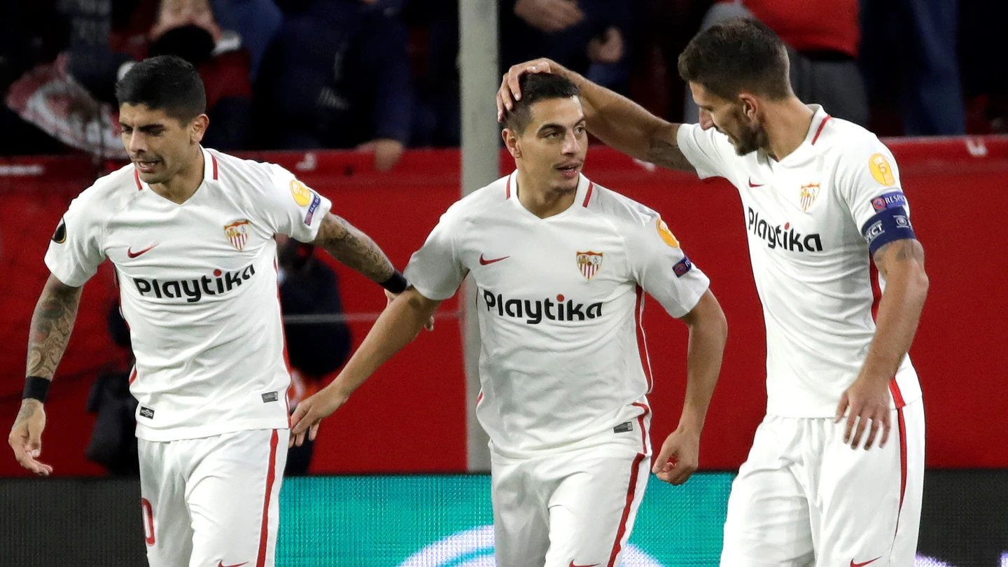 Ben Yedder celebra uno de sus goles contra el Krasnodar Ben Yedder celebra uno de sus goles contra el Krasnodar
