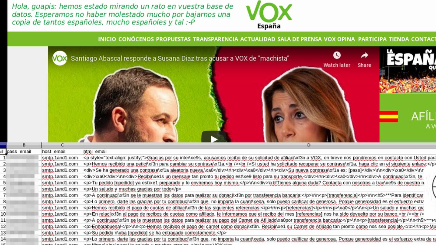 Imagen del tuit de La Nueve informando del hackeo a la web de Vox