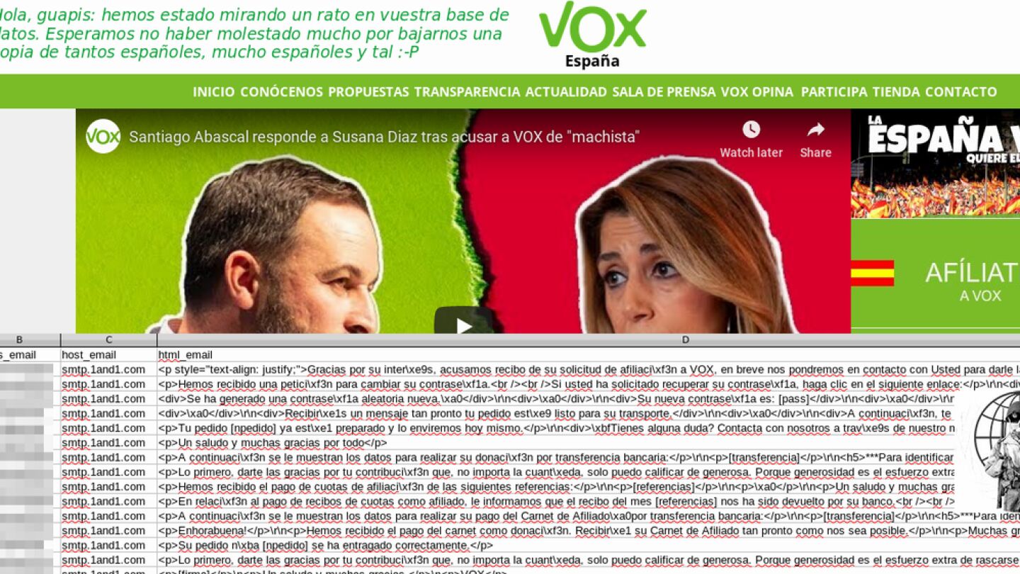 Hackeo a la web de Vox