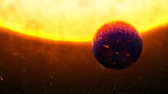 Representación del exoplaneta formado por rubís y zafiros Representación del exoplaneta formado por rubís y zafiros