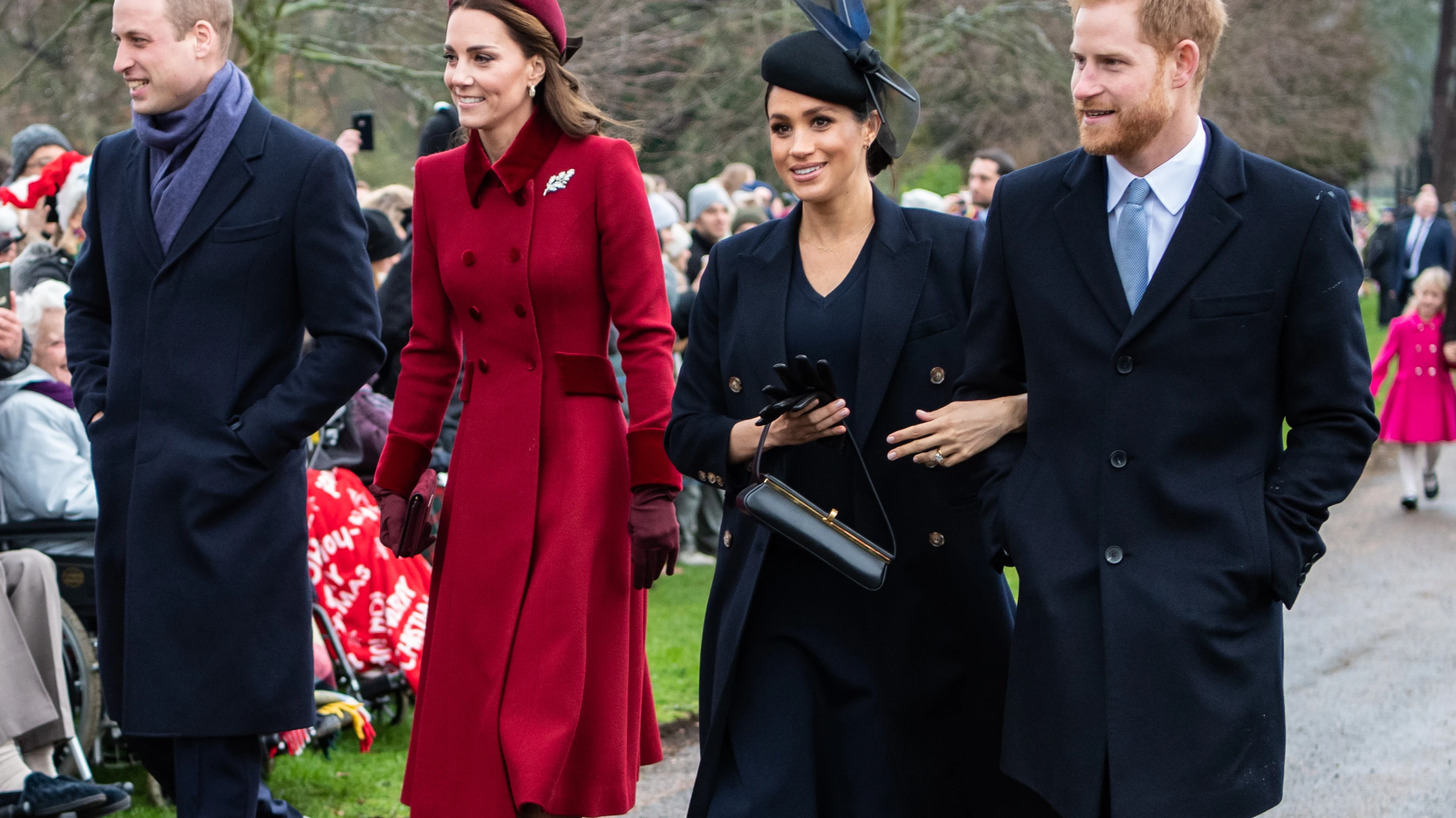 El príncipe Guillermo, Kate, Meghan y el príncipe Harry 