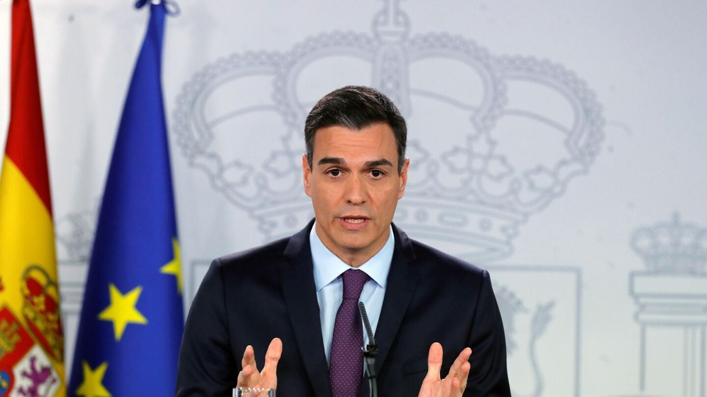 El presidente del Gobierno, Pedro S&aacute;nchez, durante su comparecencia 