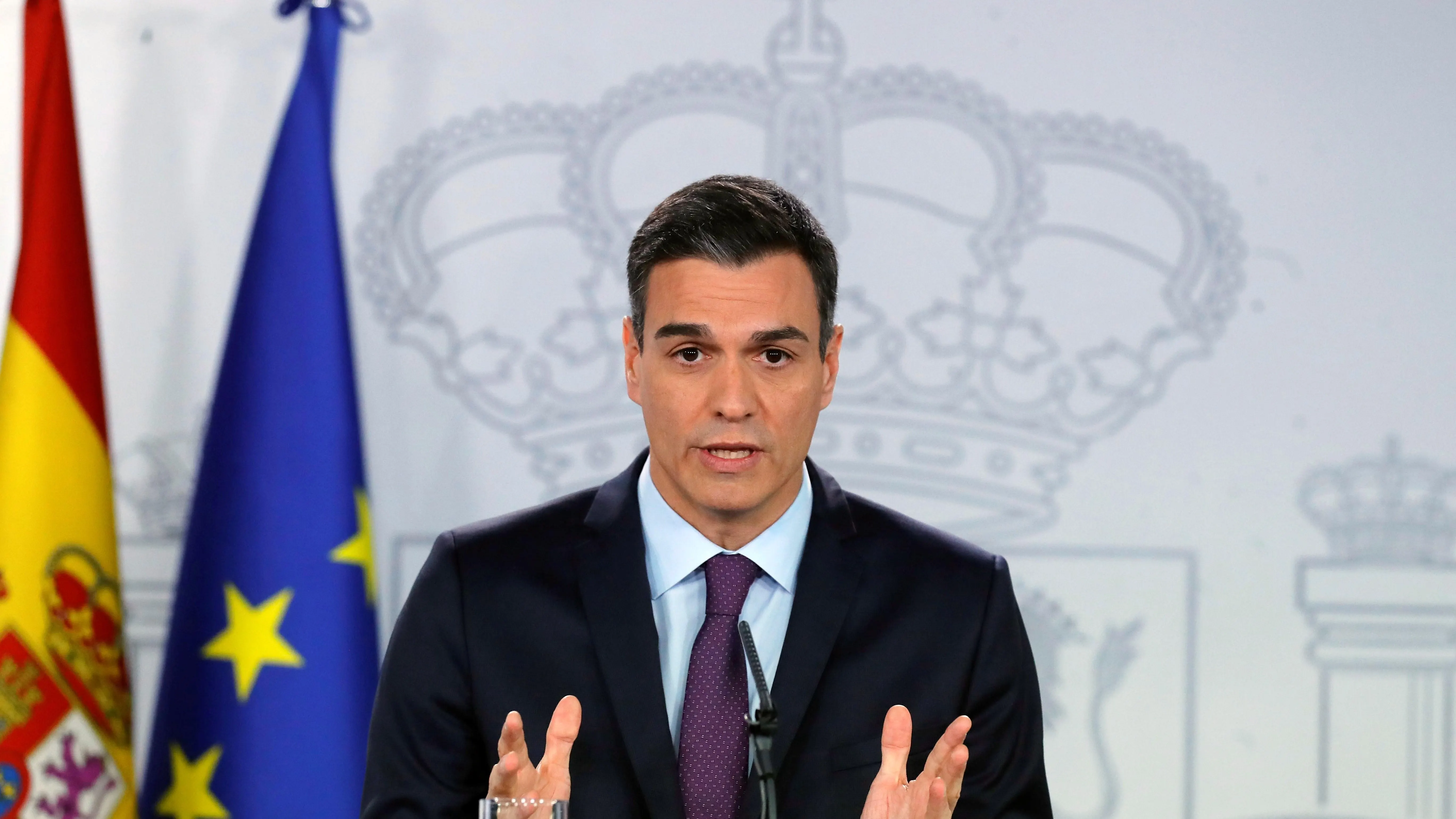 El presidente del Gobierno, Pedro Sánchez, durante su comparecencia 