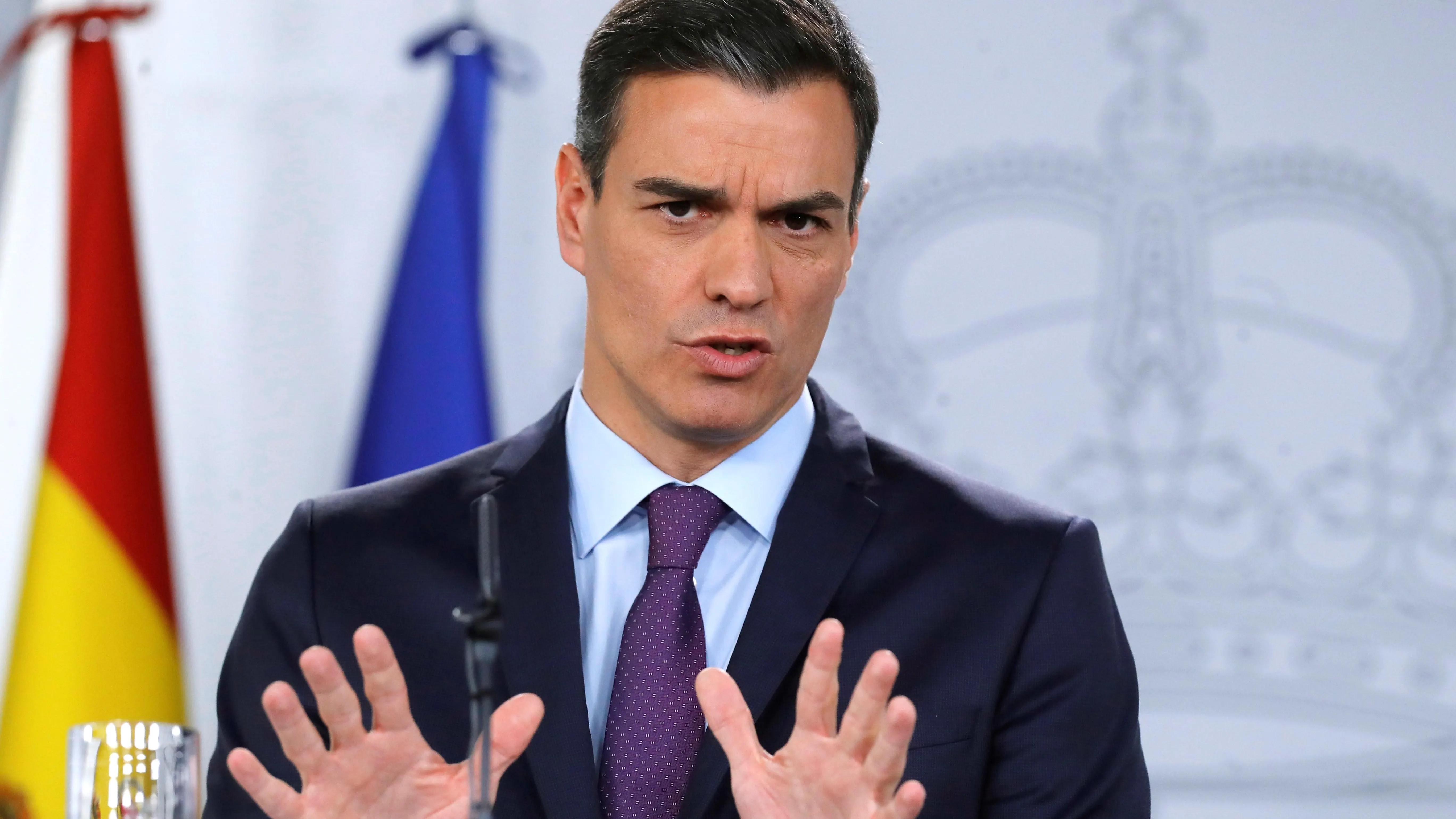 El presidente del Gobierno, Pedro Sánchez, durante una comparecencia