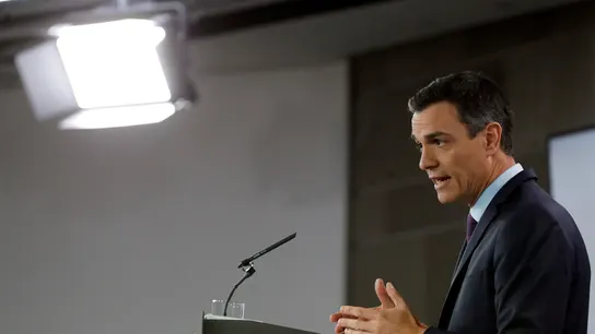 El presidente del Gobierno, Pedro Sánchez, durante su comparecencia El presidente del Gobierno, Pedro Sánchez, durante su comparecencia
