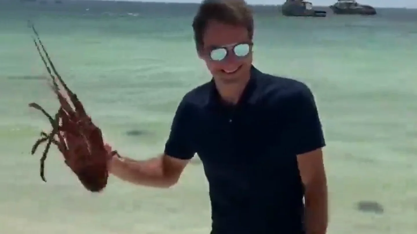 La 'dura batalla' entre Roger Federer y una langosta La 'dura batalla' entre Roger Federer y una langosta