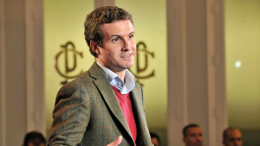 El presidente del PP, Pablo Casado, durante el acto de presentación de los candidatos de Castilla-La Mancha celebrado en Albacete. 