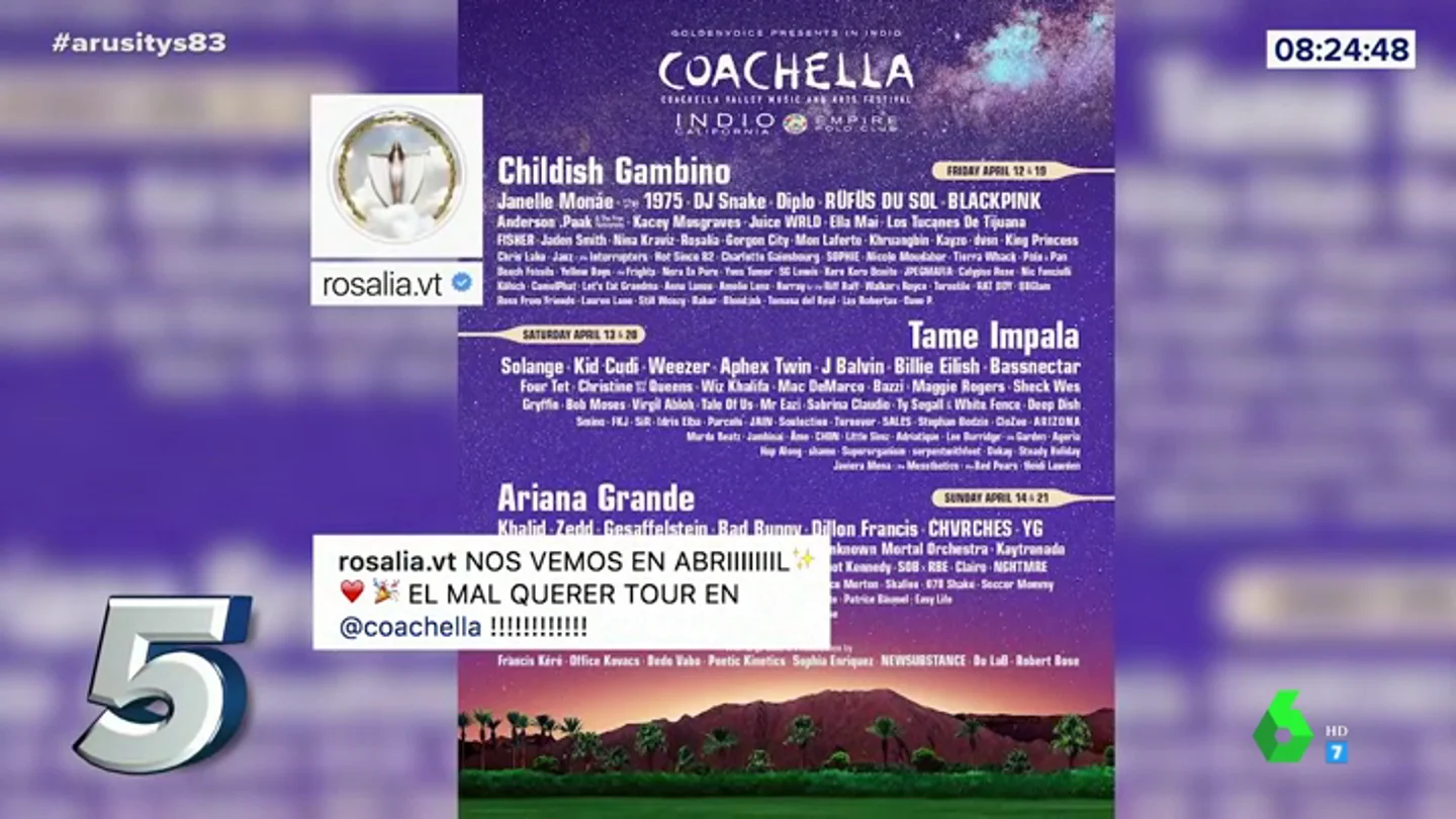 Rosalía publica el cartel de Coachella en su Instagram Rosalía publica el cartel de Coachella en su Instagram