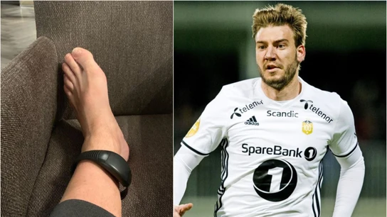 Bendtner cumple condena con tobillera Bendtner cumple condena con tobillera